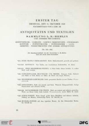 Antiquitäten und Textilien (Nr. 215-354)