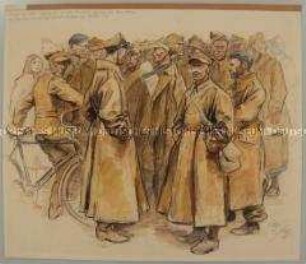Gruppe polnischer Kriegsgefangener in Warschau