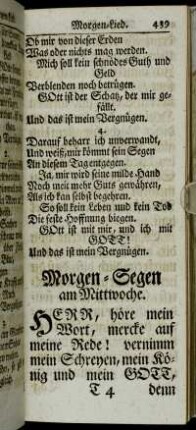 Morgen-Segen am Mittwoche