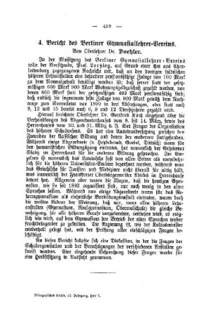 Bericht des Berliner Gymnasiallehrer-Vereins : Sprechsaal