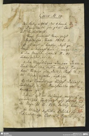 Handschriftenbeschreibung von Adolf Herschel, auf eingebundenem Zettel, verso leer