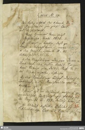 Handschriftenbeschreibung von Adolf Herschel, auf eingebundenem Zettel, verso leer