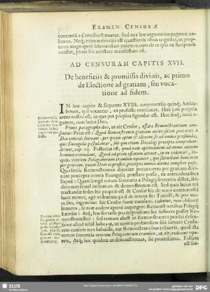 Ad Censuram Capitis XVII.