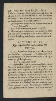 Articulus VI. Qua expediuntur duae celebres controversiae.