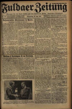 Erste Ausgabe vom Donnerstag, den 20. Juni 1929.
