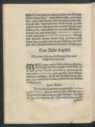 Das Achte Capitel. Wie man sich durch Ertzney/ Zur vorsorge vorwaren sol.