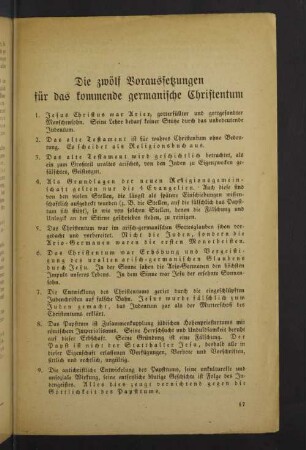 Die zwölf Voraussetzungen für das kommende germanische Christentum