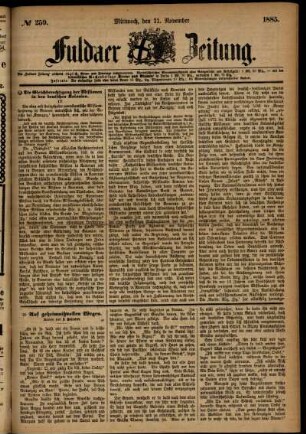 Ausgabe vom Mittwoch, den 11. November 1885.