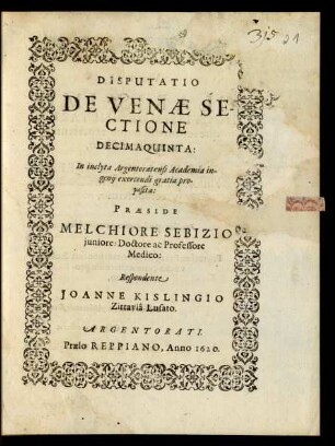 15: Disputatio De Venae Sectione ...