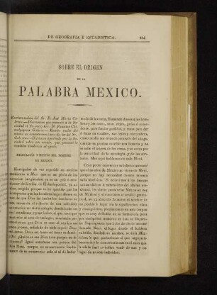 Sobre el Origen del a Pababra Mexico.