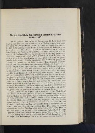 Die wirtschaftliche Entwicklung Deutsch-Ostafrikas 1885-1905.