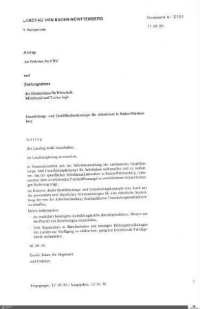 Drucksachen 2101-2250: Anträge, Anfragen, Gesetzentwürfe