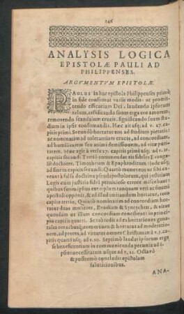 Argumentum Epistolae.