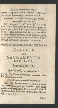 Caput II. De Sacramento Baptismi