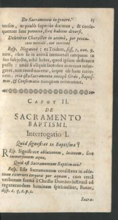 Caput II. De Sacramento Baptismi