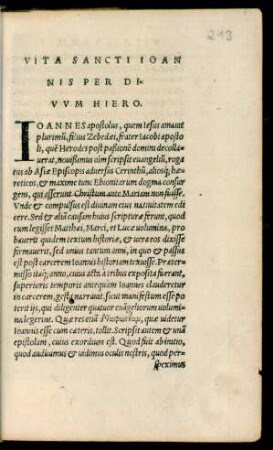 Vita Sancti Ioannis Per Divum Hiero.