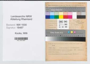 Entnazifizierung Willi Kocks, geb. 07.03.1889 (Kaufmann)
