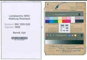 Entnazifizierung Karl Berndt , geb. 30.10.1903 (Bahnsekretaer)