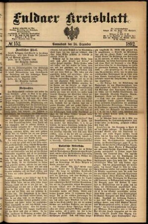 Ausgabe vom Samstag, den 24. Dezember 1892.