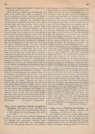 91 [Rezension] Dibelius, Martin, Paulus und die Mystik