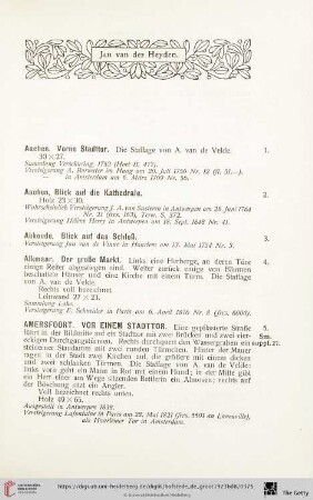 [Verzeichnis der Werke Jan van der Heydens]