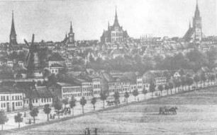 Rostock. Stadtansicht, Lithographie, um 1860, Ausschnitt