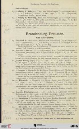 Brandenburg-Preussen: Die Kurfürsten (Nr. 65-85)
