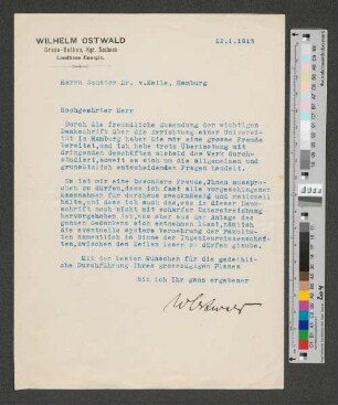 Brief an Werner von Melle
