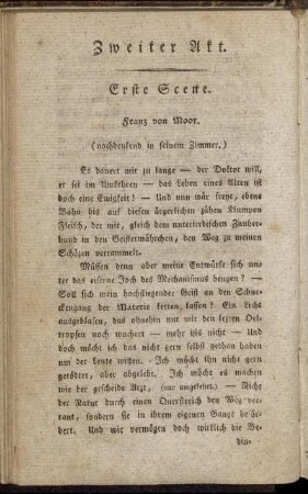 Erste Scene. Franz von Moor. (nachdenkend in seinem Zimmer.)