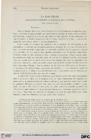 3: La location : leçon professée à l'École du Louvre (cours de droit égyptien)