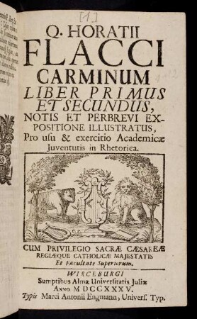 1-96, Q. Horatii Flacci Carminum Liber Primus Et Secundus
