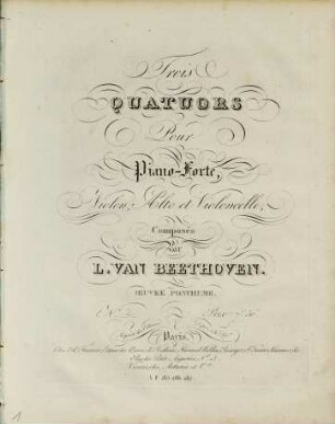 Trois quatuors pour Piano-Forte, Violon, Alto et Violoncelle : Oeuvre posthume. No. 2
