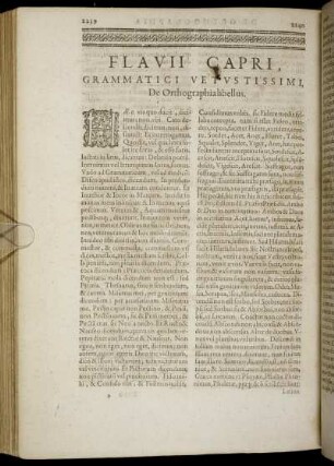 Flavii Capri, Grammatici Vetustissimi De Orthographia libellus