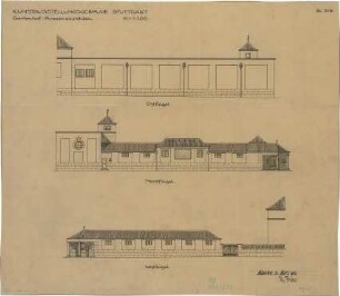 Fischer, Theodor; Stuttgart; Kunstausstellungsgebäude - Gartenhof Ost, - West - u. Nordflügel (Ansichten)