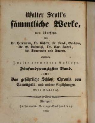 Walter Scott's sämmtliche Werke, 25. Das gefährliche Schloß