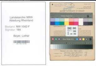 Entnazifizierung Lothar Beyer , geb. 07.04.1907 (Zollbeamter)