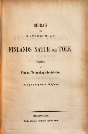 Bidrag till kännedom av Finlands natur och folk, 25. 1876