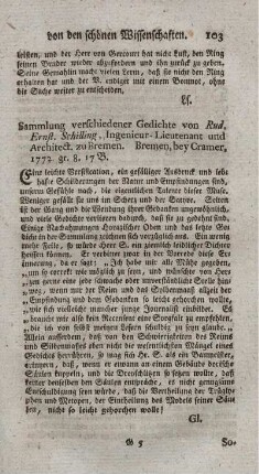 Sammlung verschiedener Gedichte.