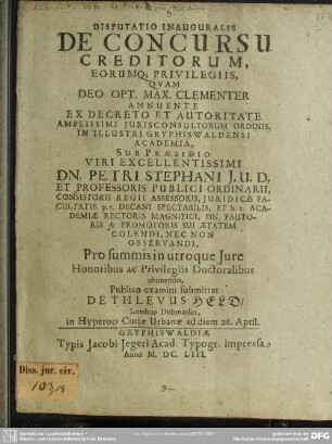 Disputatio de concursu creditorum