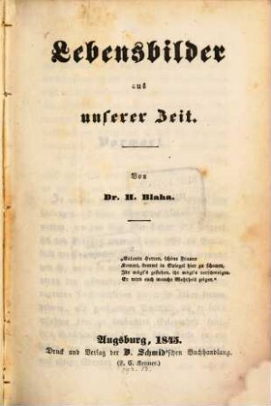 Lebensbilder aus unserer Zeit