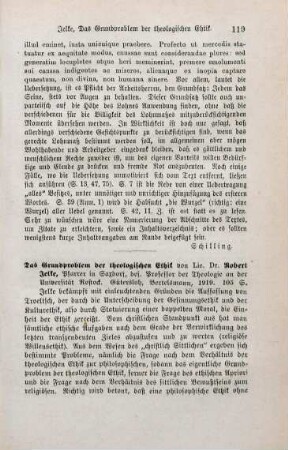 119-121 [Rezension] Jelke, Robert, Das Grundproblem der theologischen Ethik
