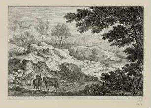 Landschaft mit Wagen und zwei Pferden, Blatt 6 der Folge "Sechs Landschaften"