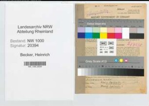 Entnazifizierung Heinrich Becker, geb. 03.04.1904 (Gaertner)