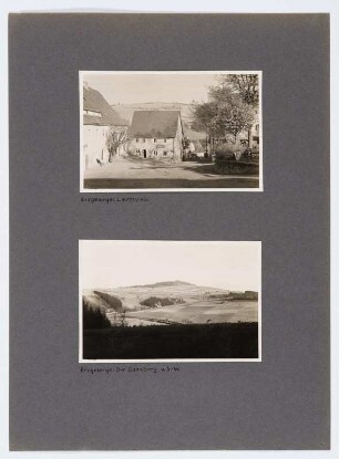Referenzmappe 3/17 des Fotografen Walter Möbius : Mappenblatt 8 mit zwei Fotografien (Wohnhaus mit Buchbinderei am Markt 5 in Lauenstein und Sattelberg von Südwesten)