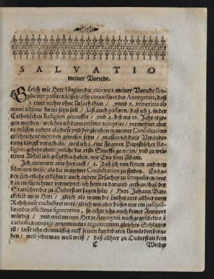Salvatio meiner Vorrede.
