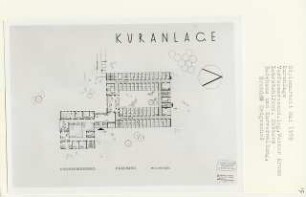 Kuranlage (Diplomarbeit bei Kurt Dübbers): Badehaus, Kurverwaltung, Grundriss Erdgeschoss 1:200
