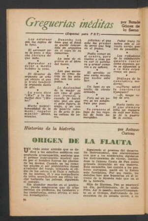 Origen de la flauta : Historias de la historia