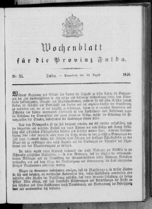 Nr. 33, Ausgabe vom 12. August 1848