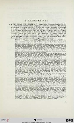 I. Manuskripte (Nr. 1-28)