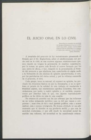 El juicio oral en lo civil